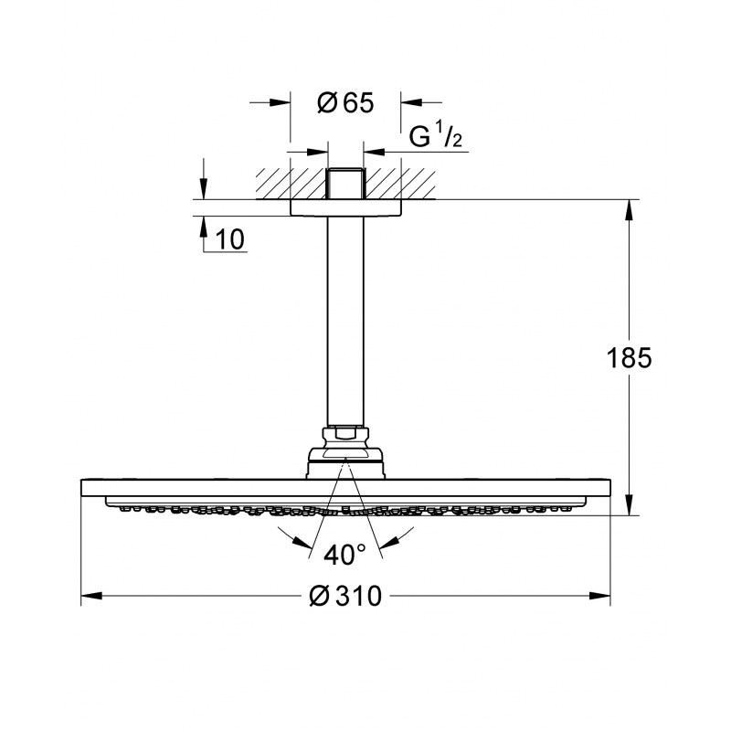 Grohe Rainshower Cosmopolitan 310 Tepe Duşu Seti 31 cm, Fırçalı Altın - 26067GN0