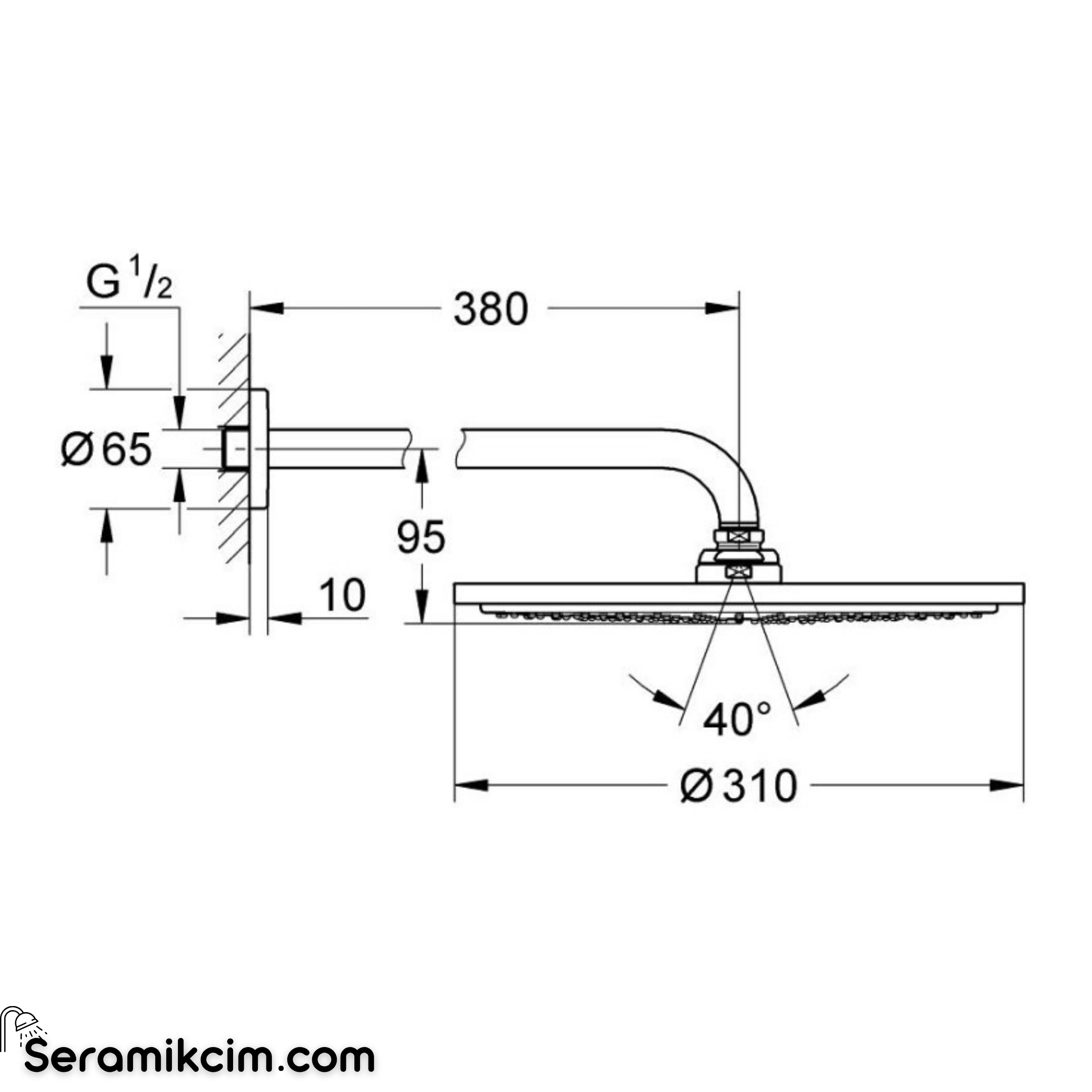 Grohe Rainshower Cosmopolitan 310 Tepe Duşu Seti, 31 cm Krom 26066000