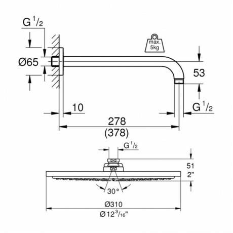 Grohe Rainshower Cosmopolitan 310 Tepe Duşu Seti 31 cm, Fırçalı Altın - 26066GN0