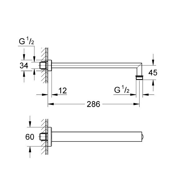 Grohe Rainshower Duş Başlığı Kolu, 286 mm - 27709000