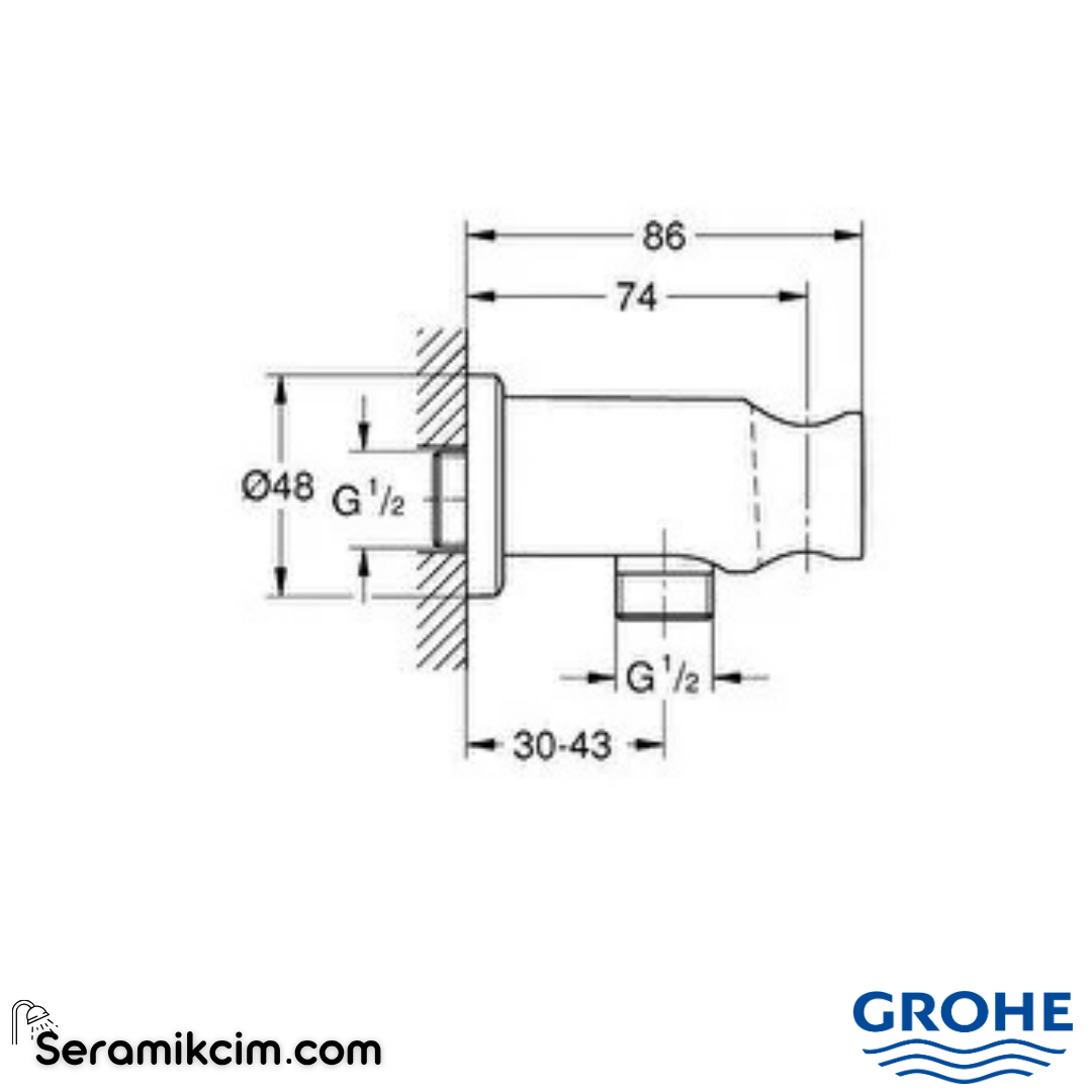 Grohe Rainshower Duş Çıkış Dirseği, Fırçalı Sert Grafit 26658AL0 - 26658AL0
