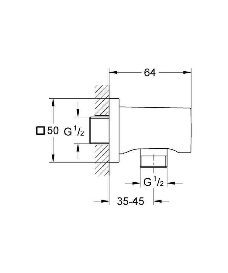 Grohe Rainshower Duş Cıkış Dirseği (Kare Rozet) Krom - 27076000