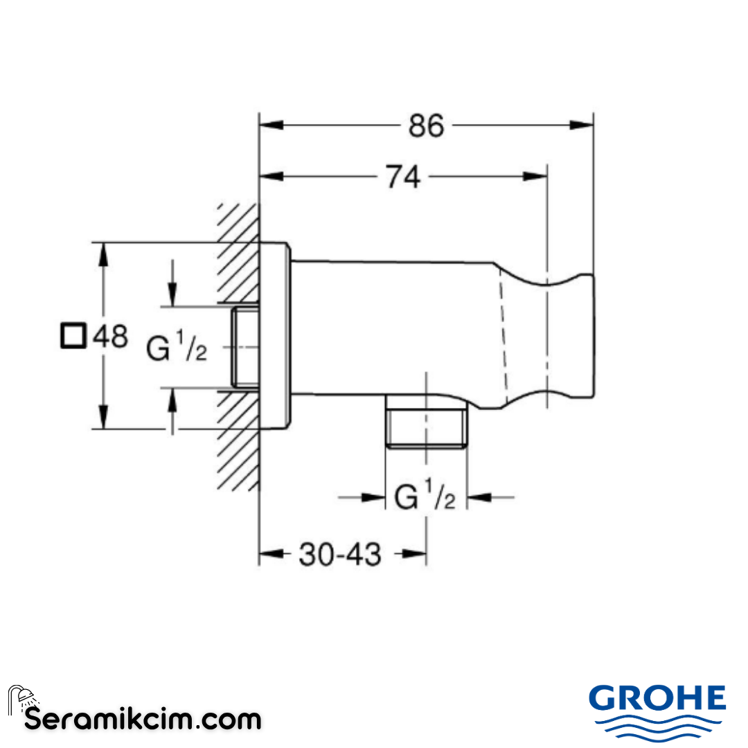 Grohe Rainshower Duş Çıkış Dirseği, Parlak Altın 26658GL0
