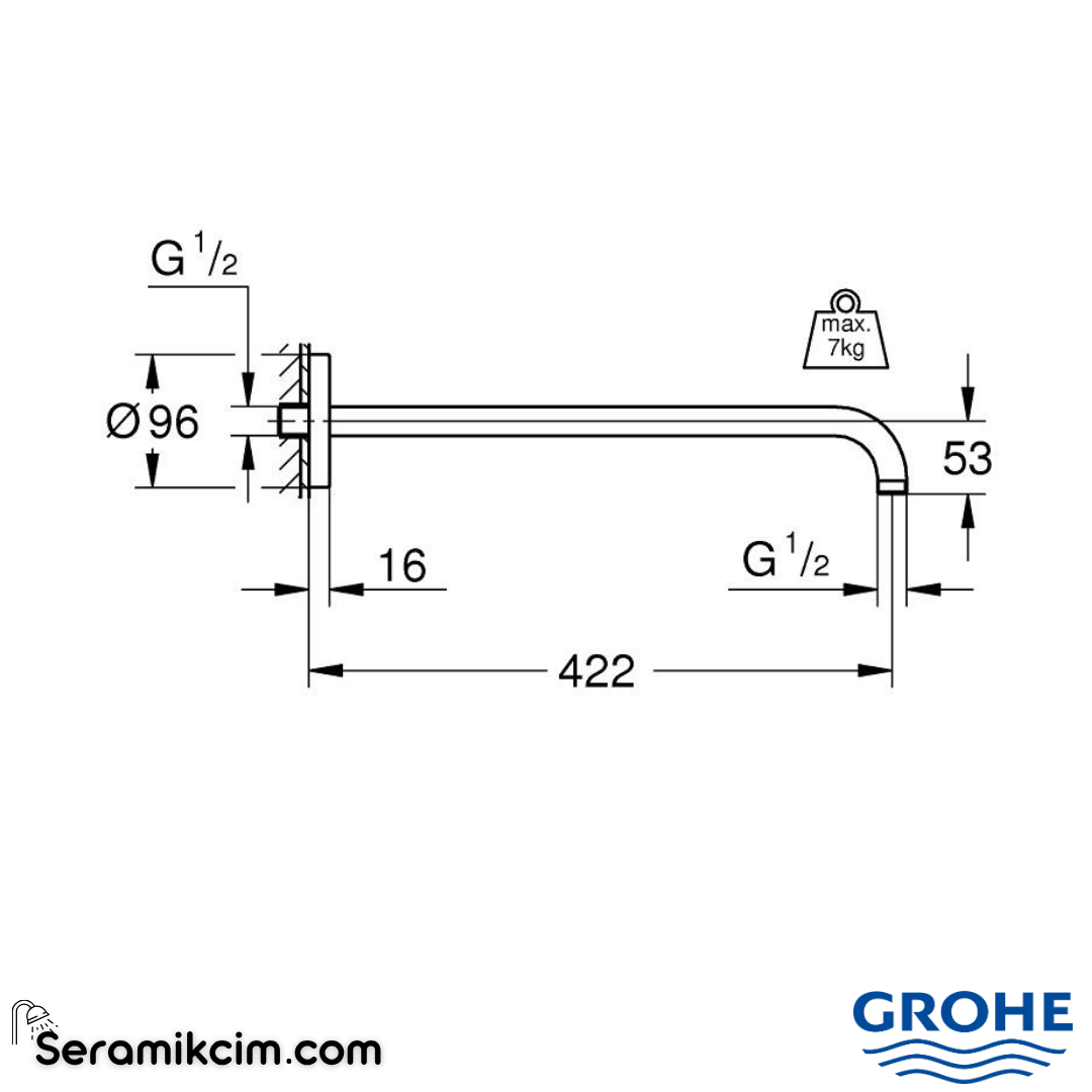 Grohe Rainshower Duş Dirseği 422 mm Krom 26146000 - 26146000