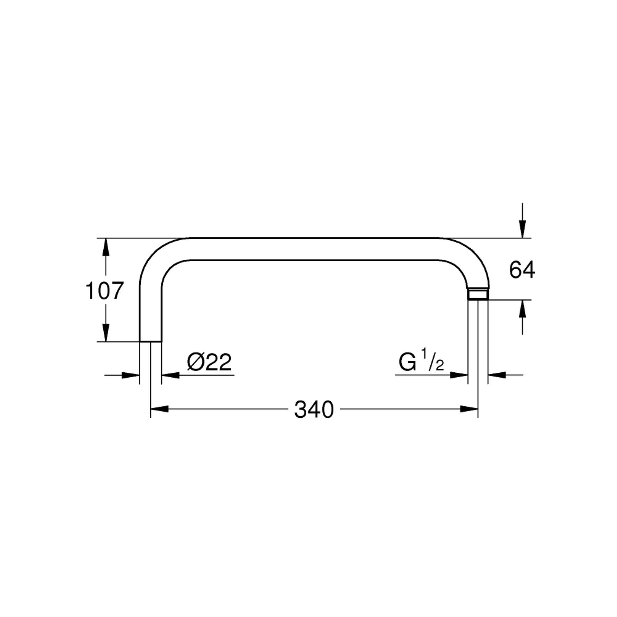 Grohe Rainshower Duş Sistemi İçin Duş Kolu Krom 14014000