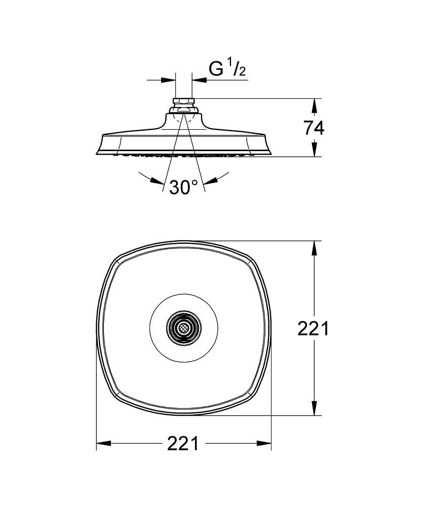 Grohe Rainshower Grandera 210 Tepe Duşu, 1 Fonksiyonlu, Parlak Bakır 27974DA0