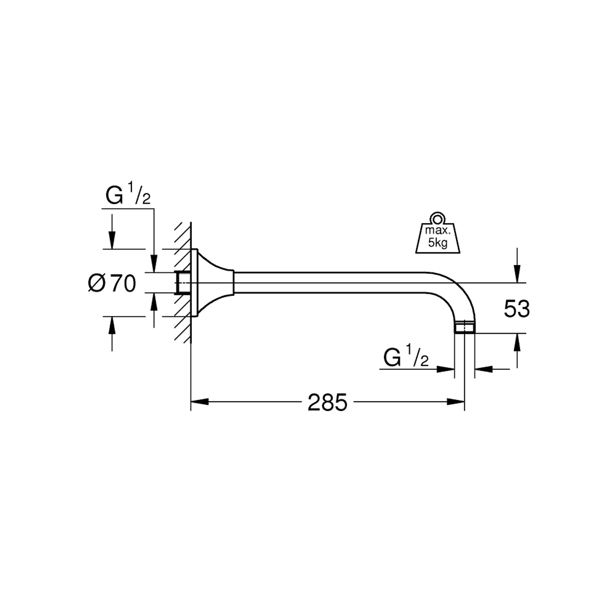 Grohe Rainshower Grandera Duş Kolu 286 mm Krom 26900000