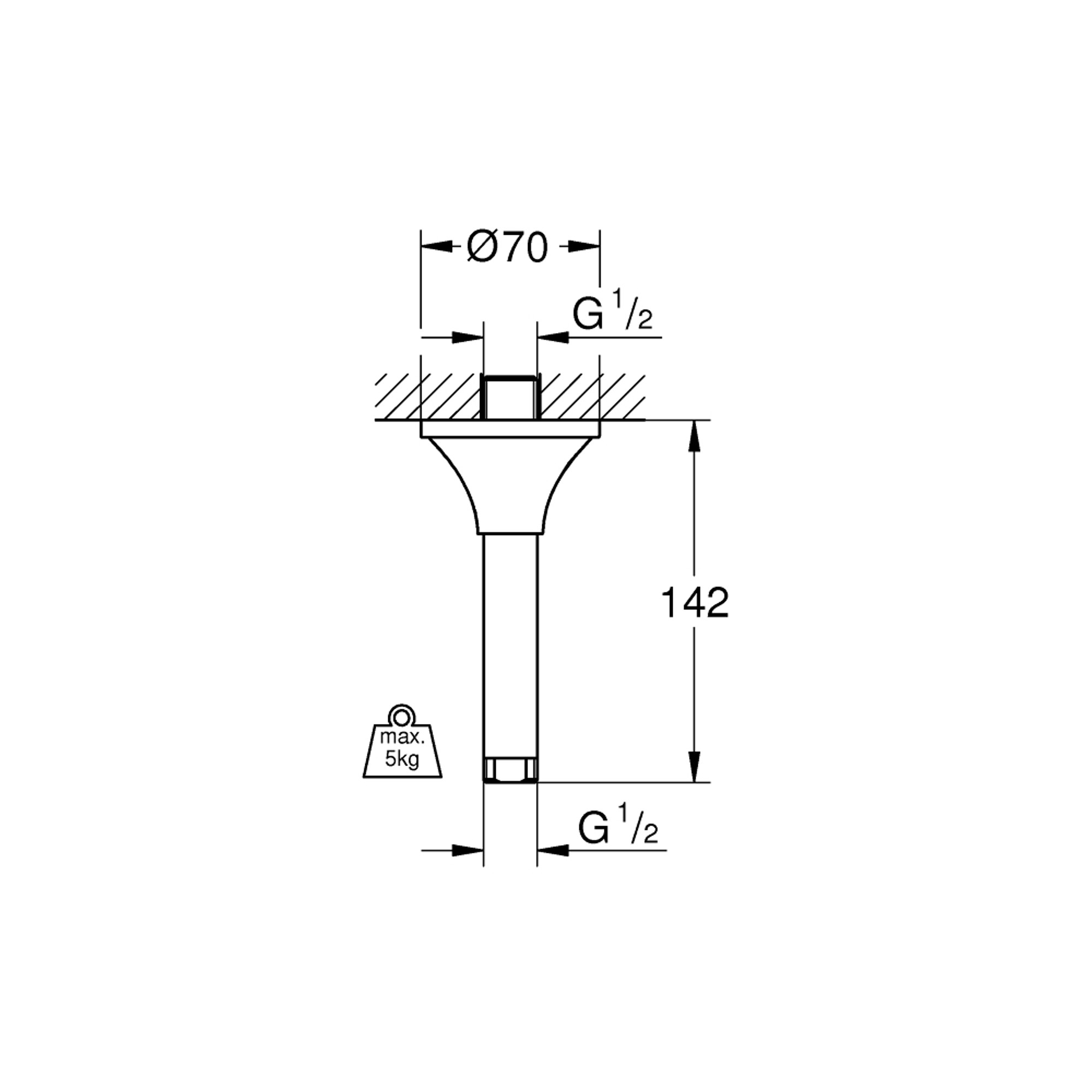 Grohe Rainshower Grandera Tavandan Duş Kolu 142 mm Krom 26899000