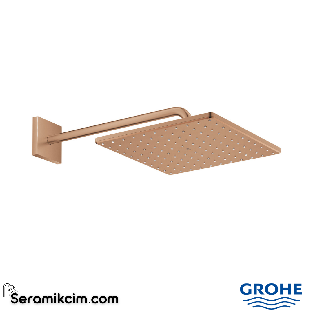 Grohe Rainshower Mono 310 Cube Tepe Duşu Seti, 31 cm, Tek Akışlı, Fırçalı Bakır 26564DL0