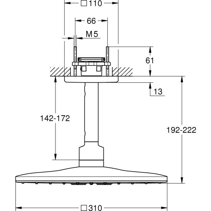 Grohe Rainshower Mono 310 Cube Tepe Duşu Seti, 2 Akışlı, Fırçalı Bakır - 26481DL0