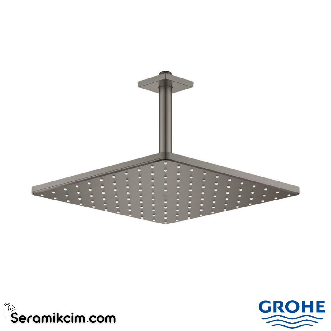 Grohe Rainshower Mono 310 Cube Tepe Duşu Seti, 31 cm, Fırçalı Sert Grafit Krom 26566AL0 - 26566AL0