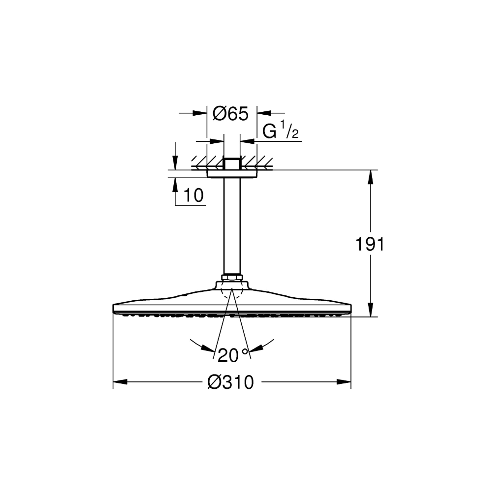 Grohe Rainshower Mono 310 Tavandan Tepe Duşu Seti 1 Fonksiyonlu Saten Antrasit (Satin Graphite) 26560MG0