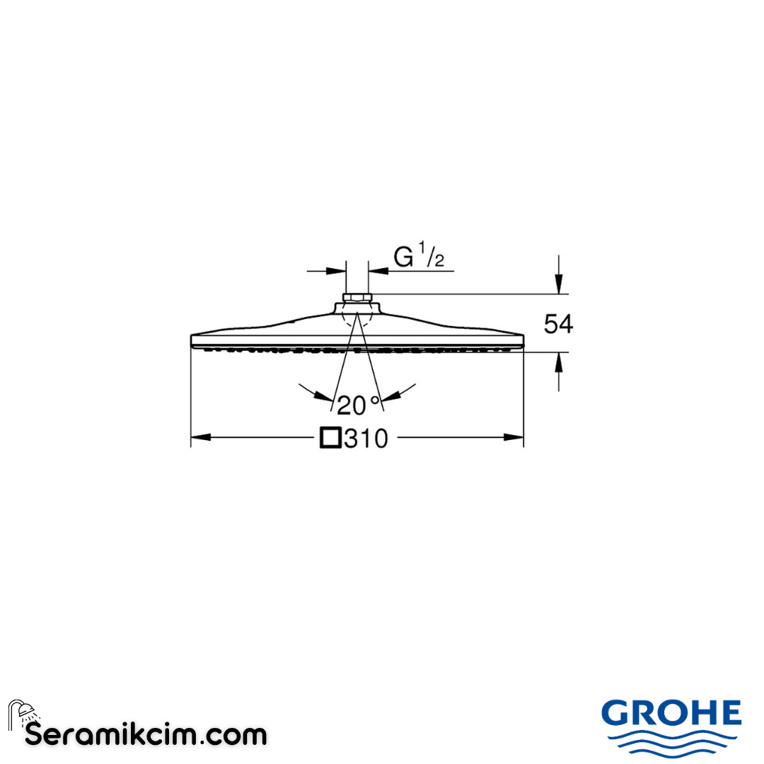 Grohe Rainshower Mono 310 Tepe Duşu, 31cm Krom 26567000