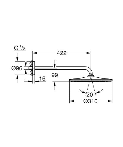 Grohe Rainshower Mono 310 Tepe Duşu Seti, 31 cm, Fırçalı Sert Grafit 26558AL0