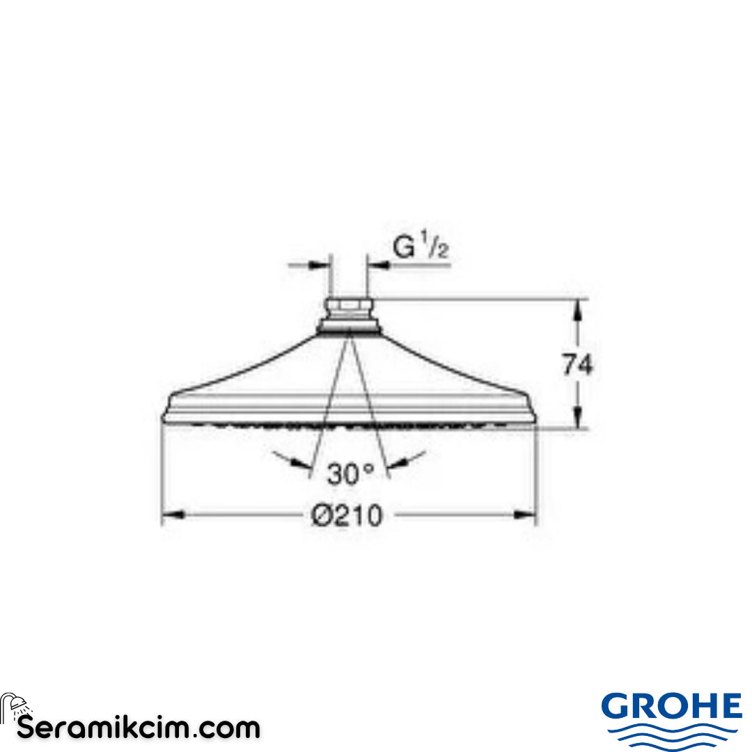 Grohe Rainshower Rustic 210 Tepe Duşu Krom 28369000