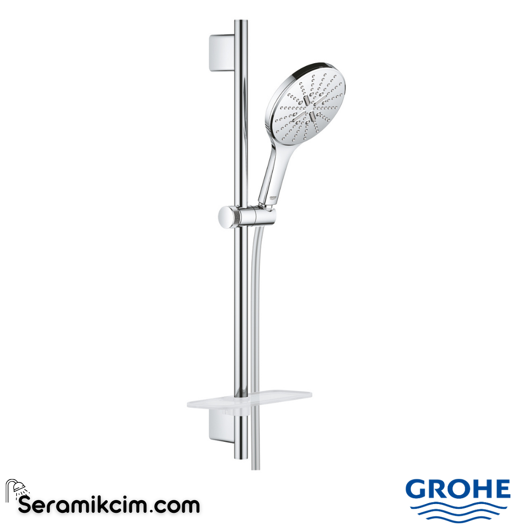 Grohe RainShower SmartActive 130 Cube Sürgülü Duş Seti, 3 Fonksiyonlu Krom 26584000
