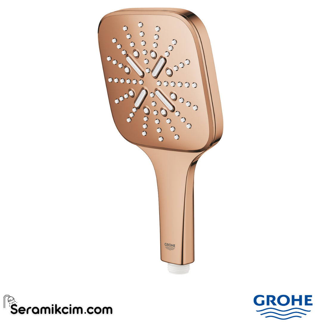 Grohe RainShower SmartActive 130 Cube El Duşu, 3 Fonksiyonlu ,Parlak Bakır 26582DA0