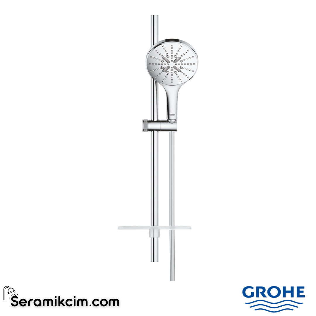 Grohe RainShower SmartActive 130 Cube Sürgülü Duş Seti, 3 Fonksiyonlu Krom 26584000