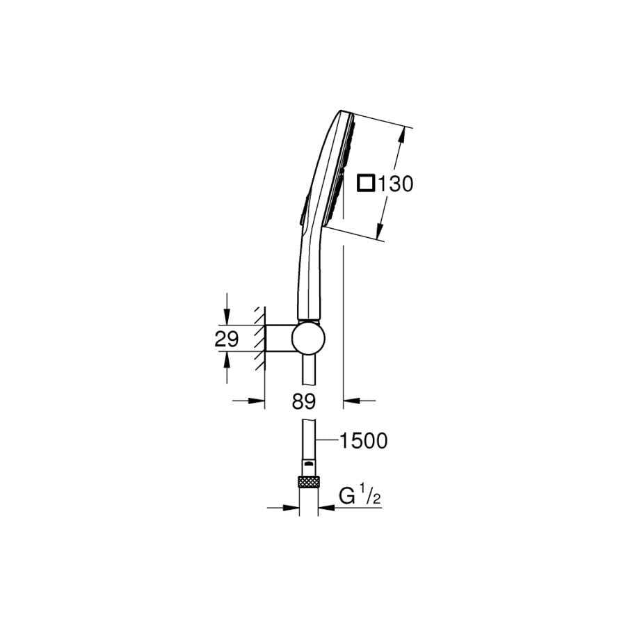 Grohe RainShower SmartActive 130 Cube El Duşu, 3 Akışlı Krom - 26588000