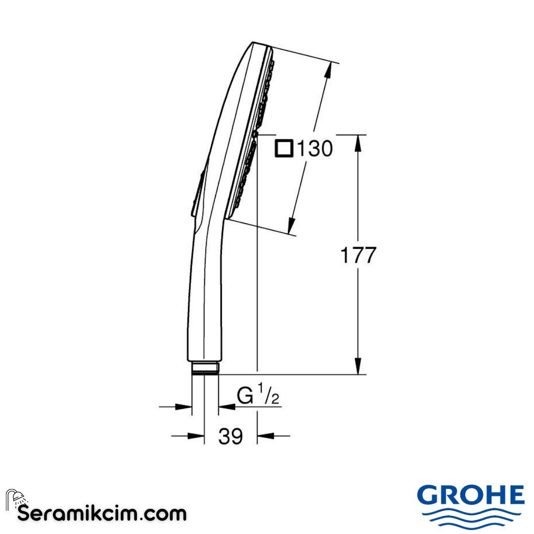 Grohe RainShower SmartActive 130 Cube El Duşu, 3 Akışlı, Parlak Altın 26582GL0 - 26582GL0