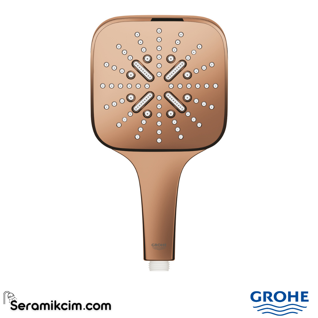 Grohe RainShower SmartActive 130 Cube El Duşu, 3 Fonksiyonlu ,Parlak Bakır 26582DA0