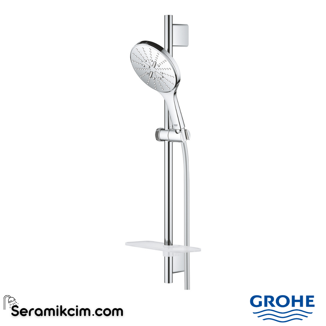 Grohe RainShower SmartActive 130 Cube Sürgülü Duş Seti, 3 Fonksiyonlu Krom 26584000