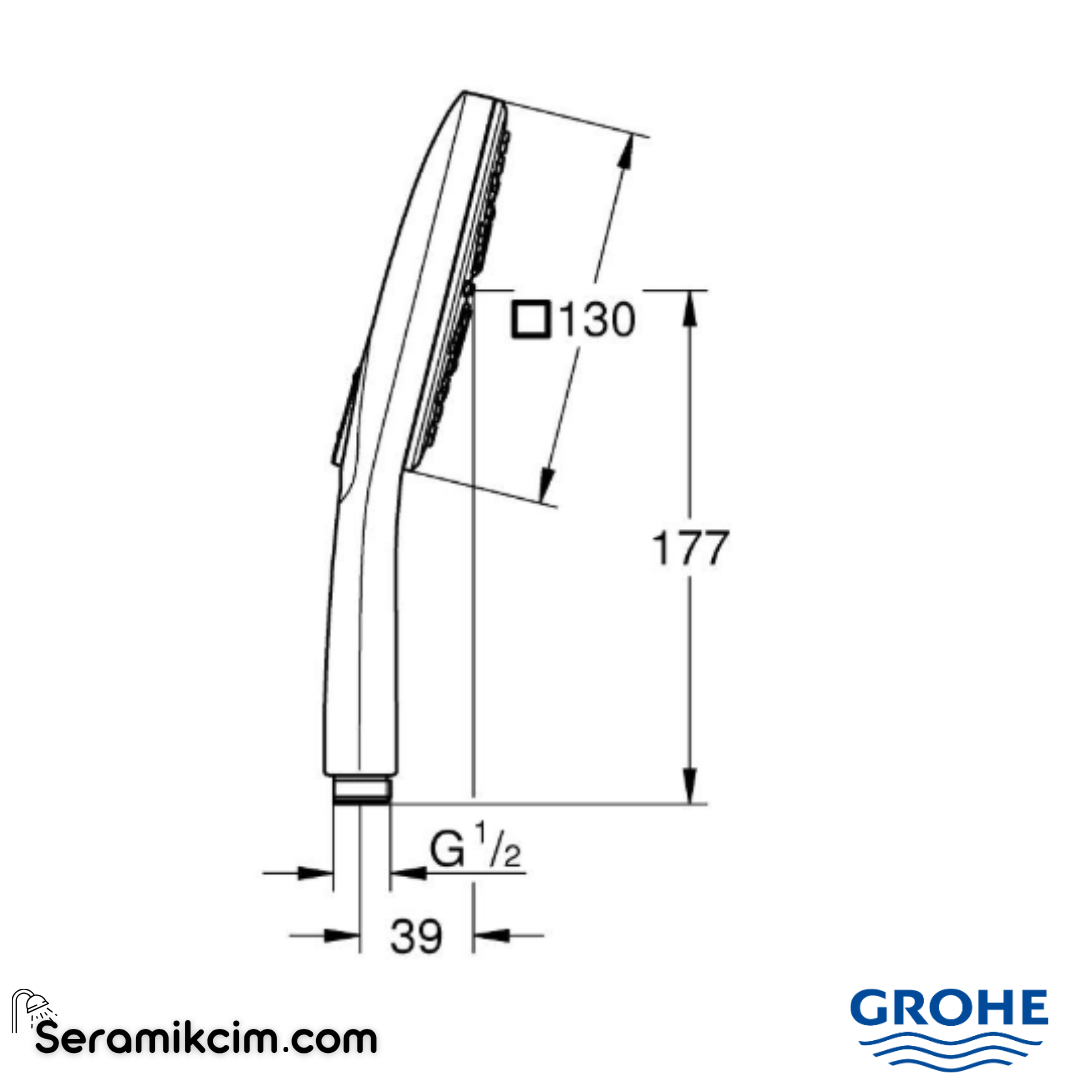 Grohe RainShower SmartActive 130 Cube El Duşu, 3 Fonksiyonlu ,Parlak Bakır 26582DA0