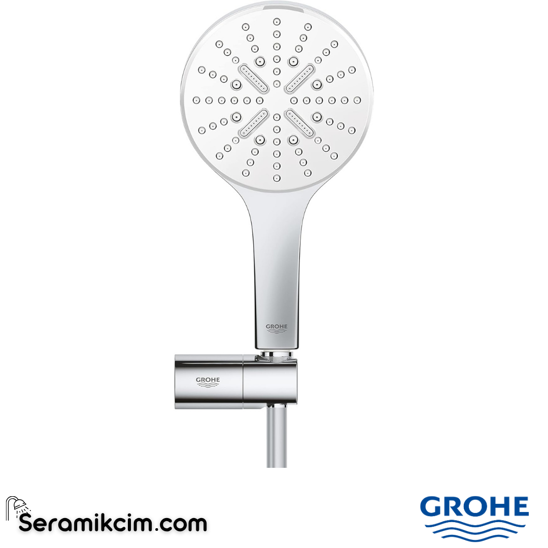 Grohe RainShower SmartActive 130 El Duşu, 3 Fonksiyonlu, Krom-Beyaz 26580LS0