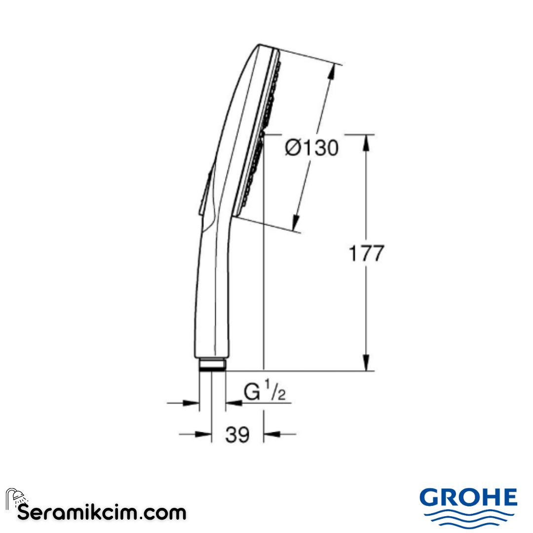 Grohe RainShower SmartActive 130 El Duşu, 3 Fonksiyonlu Krom 26574000