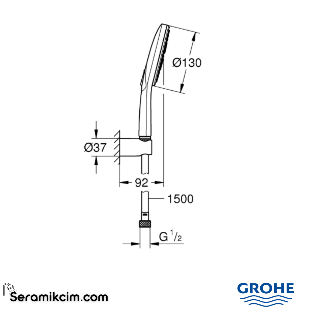 Grohe RainShower SmartActive 130 El Duşu, 3 Akışlı Krom 26581000 - 26581000