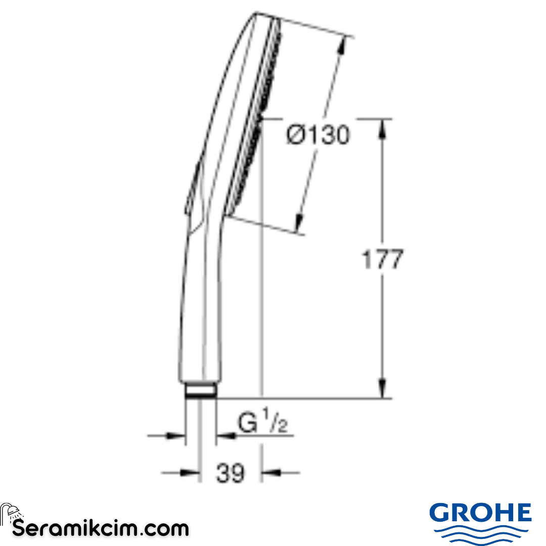 Grohe RainShower SmartActive 130 El Duşu, 3 Fonksiyonlu, Fırçalı Sert Grafit 26574AL0