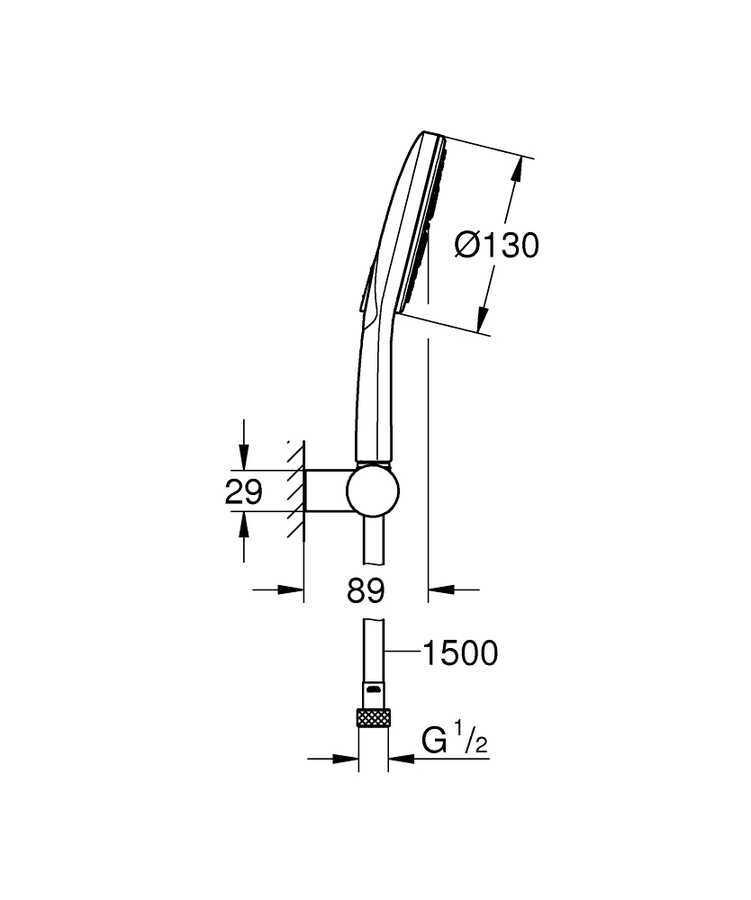 Grohe RainShower SmartActive 130 El Duşu, 3 Akışlı Krom - 26580000