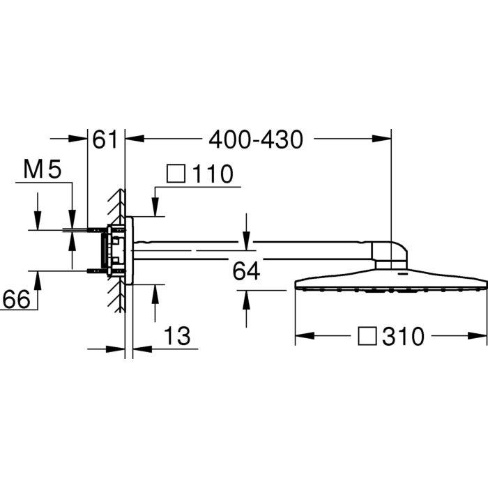 Grohe Rainshower SmartActive 310 Cube Tepe Duşu Seti, 31 cm, 2 Akışlı, Fırçalı Altın - 26479GN0