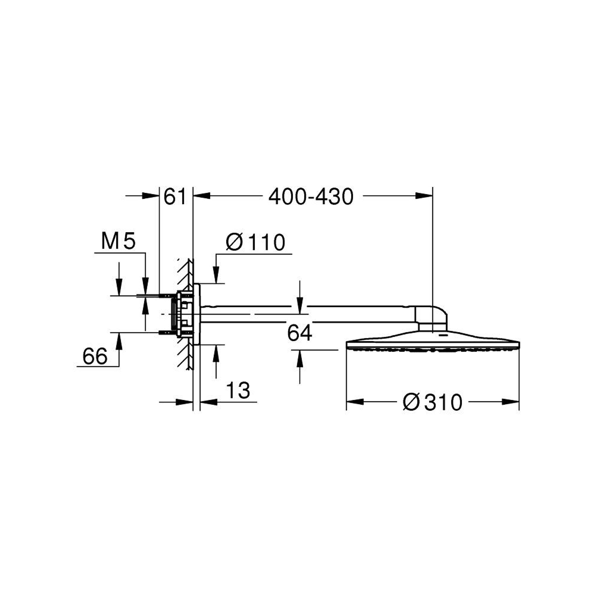Grohe Rainshower SmartActive 310 Tepe Duşu Seti 2 Fonksiyonlu Saten Çelik (Satin Steel) 26475MS0