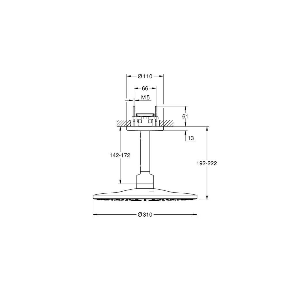 Grohe Rainshower SmartActive 310 Tepe Duşu Seti, 31 cm, Fırçalı Sert Grafit - 26477AL0