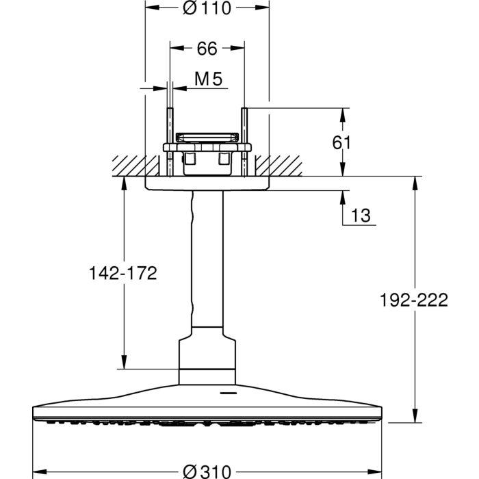 Grohe Rainshower SmartActive 310 Tepe Duşu Seti, 31 cm, Parlak Altın - 26477GL0