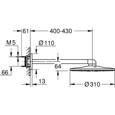 Grohe Rainshower SmartActive 310 Tepe Duşu Seti, 31 cm, 2 Akışlı, Parlak Bakır - 26475DA0