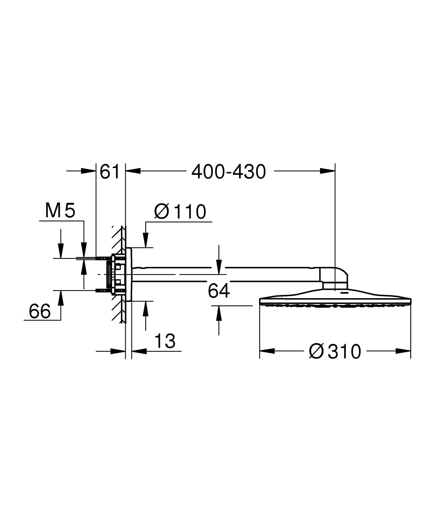 Grohe Rainshower SmartActive 310 Tepe Duşu Seti, 31 cm, 2 Fonksiyonlu, Paslanmaz Çelik 26475DC0