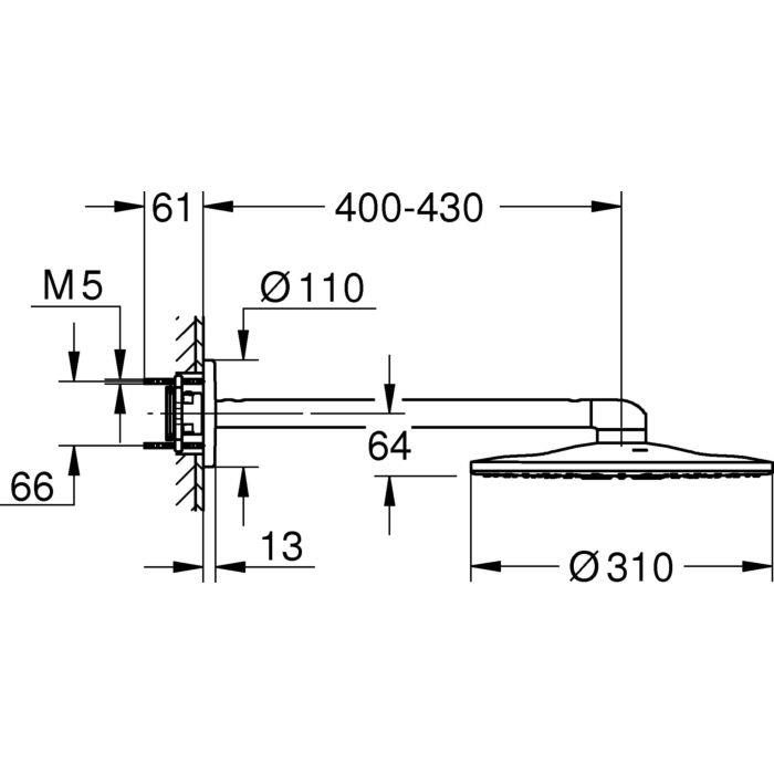 Grohe Rainshower SmartActive 310 Tepe Duşu Seti, 31 cm, 2 Akışlı, Fırçalı Altın - 26475GN0