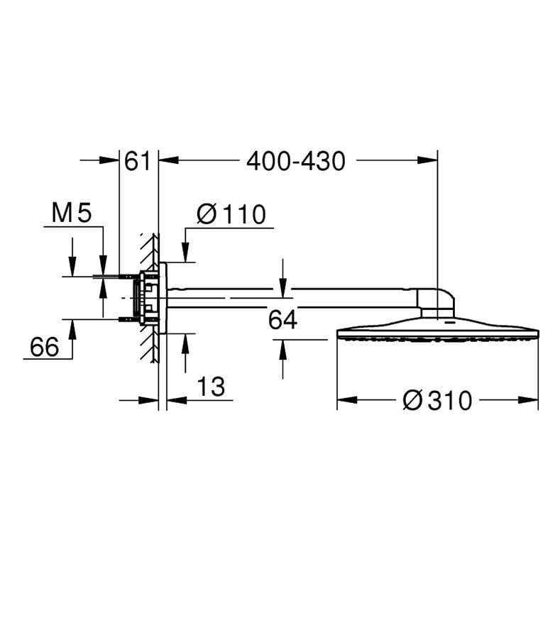 Grohe Rainshower SmartActive 310 Tepe Duşu Seti, 31 cm, 2 Akışlı, Fırçalı Bakır - 26475DL0
