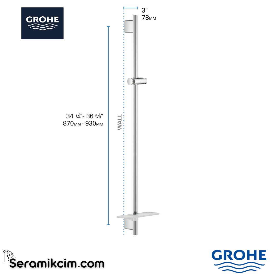 Grohe RainShower SmartActive Duş sürgüsü, 90 cm, Fırçalı Nikel 26603EN0