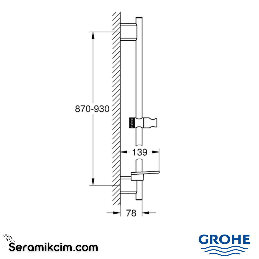Grohe RainShower SmartActive Duş sürgüsü, 90 cm, Paslanmaz Çelik 26603DC0