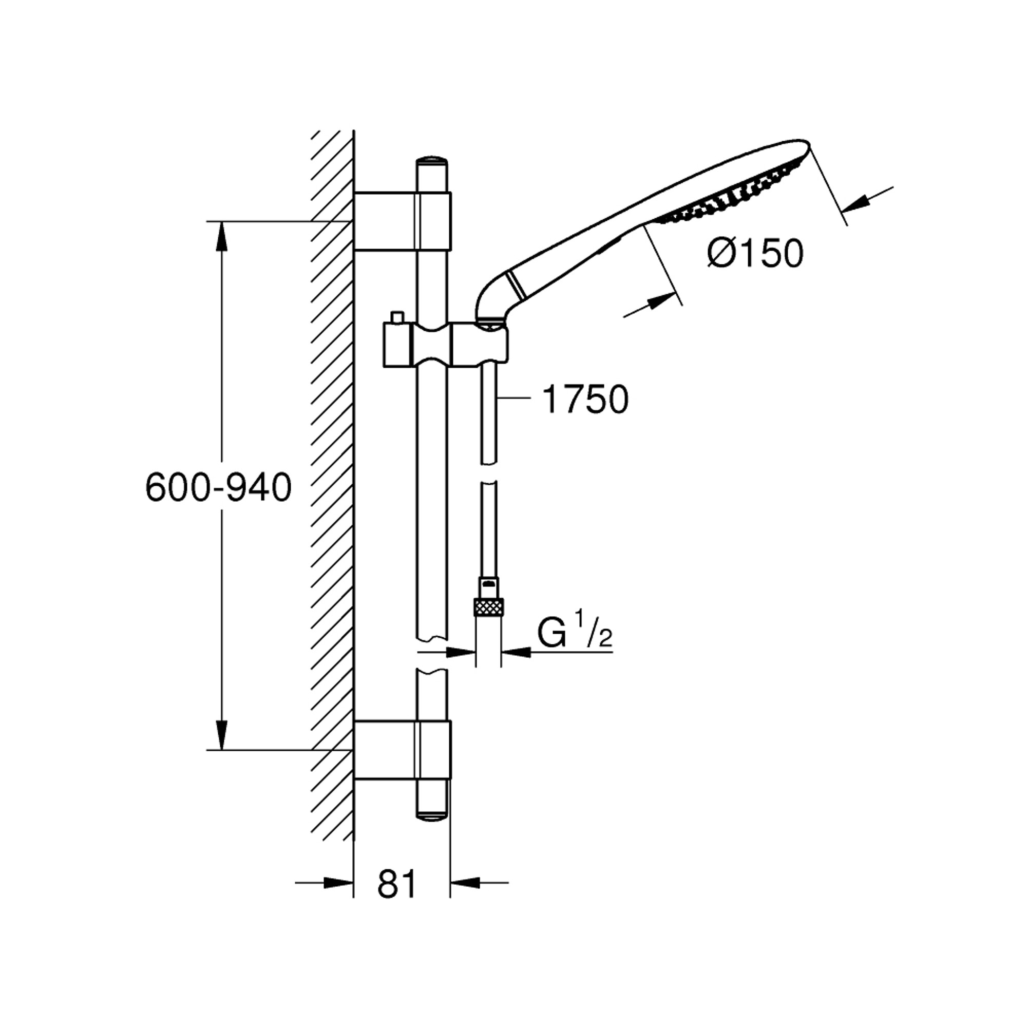 Grohe Rainshower Solo 150 Sürgülü Duş Seti 2 Fonksiyonlu Krom 27273001