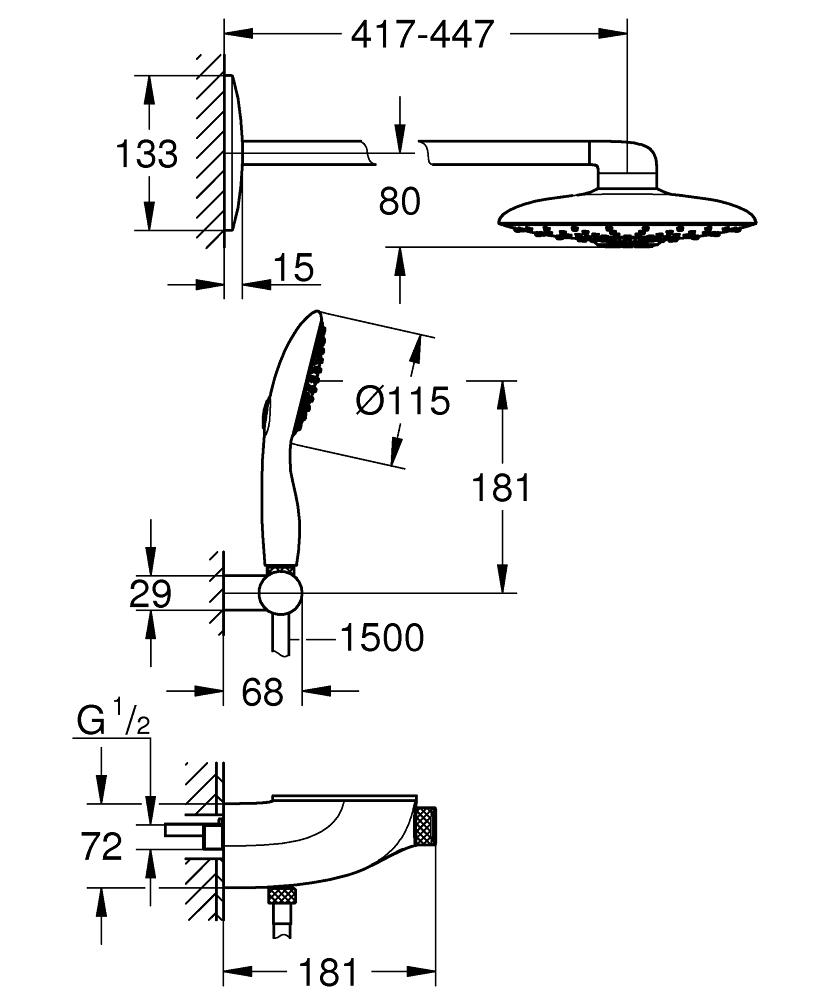 Grohe Rainshower System SmartControl Duo 360 Ankastre Termostatik Duş Sistemi, Beyaz 26443LS0
