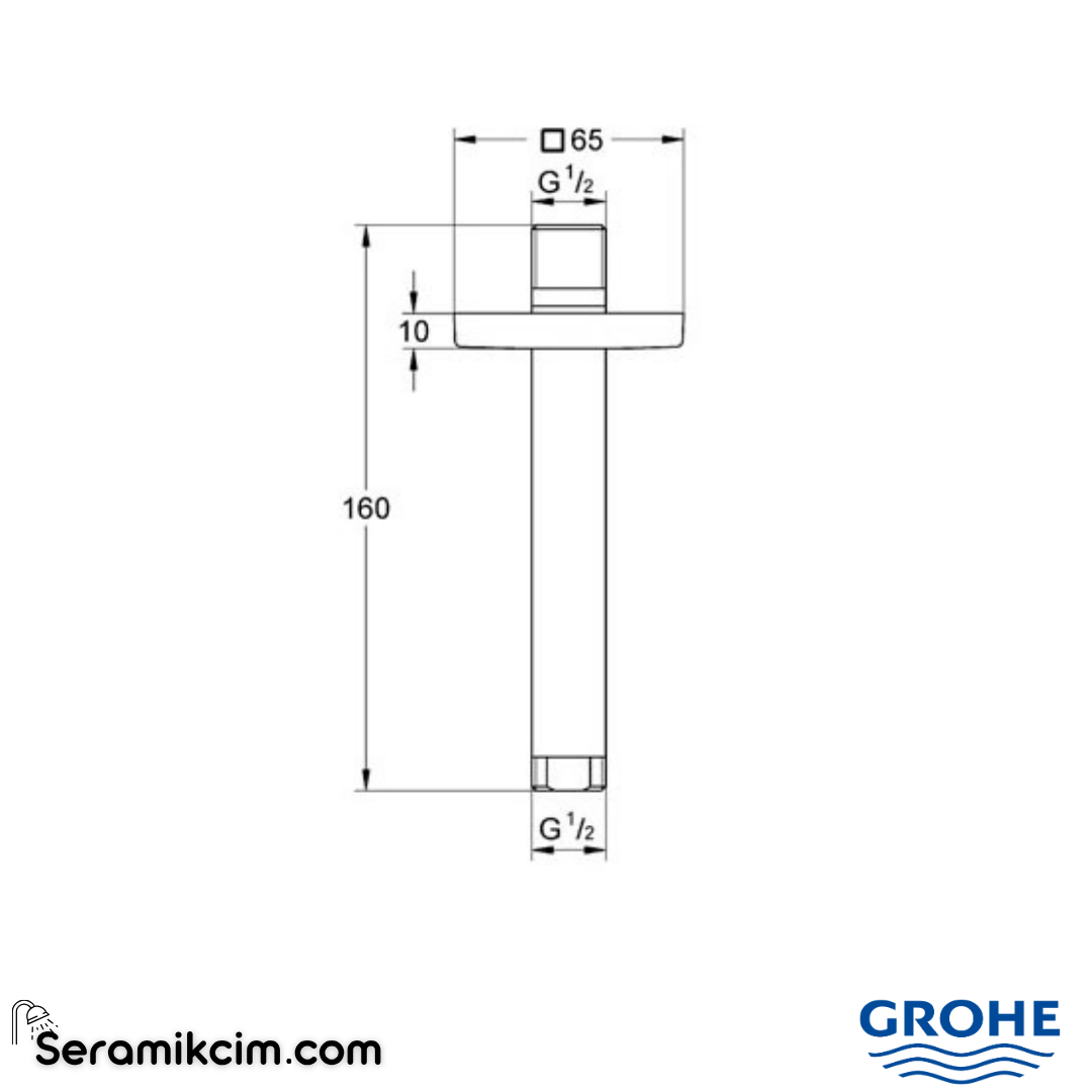 Grohe Rainshower® Tepe Duşu Tavan İniş Borusu 151 mm Krom 27485000