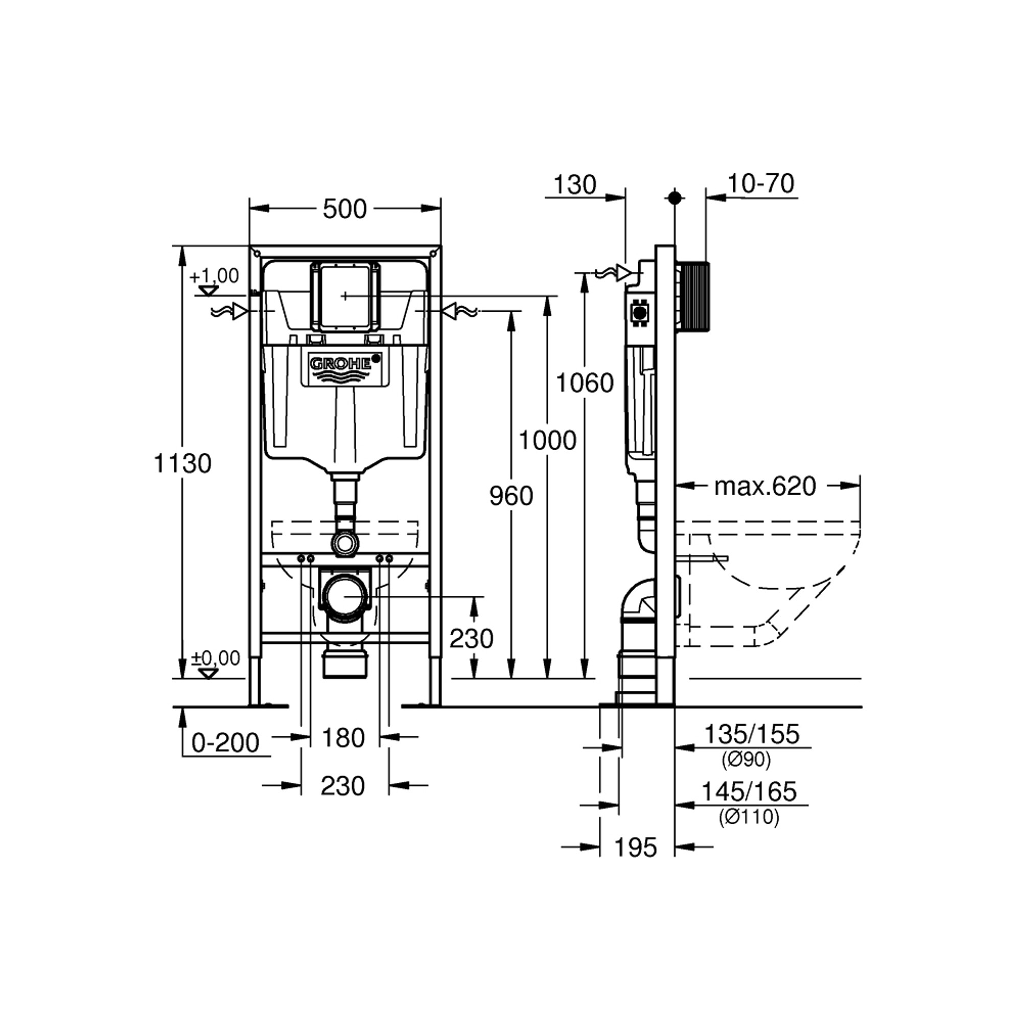 Grohe Rapid SL Asma Klozet Montaj Elemanı 38584001