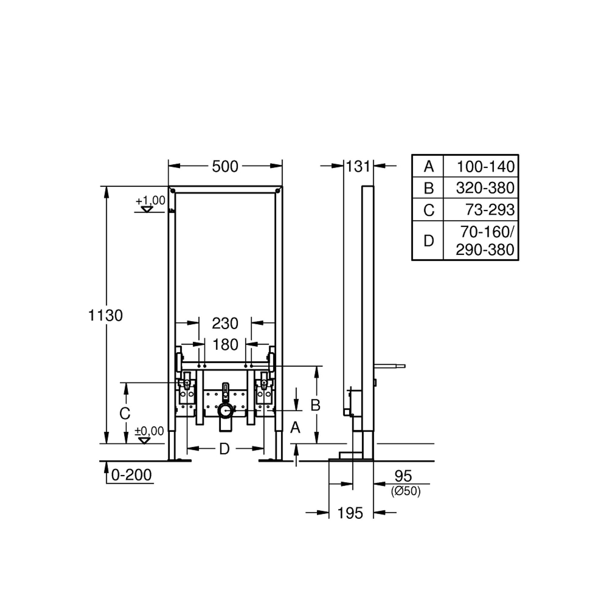 Grohe Rapid SL Bide Montaj Elemanı 113 cm 38581001