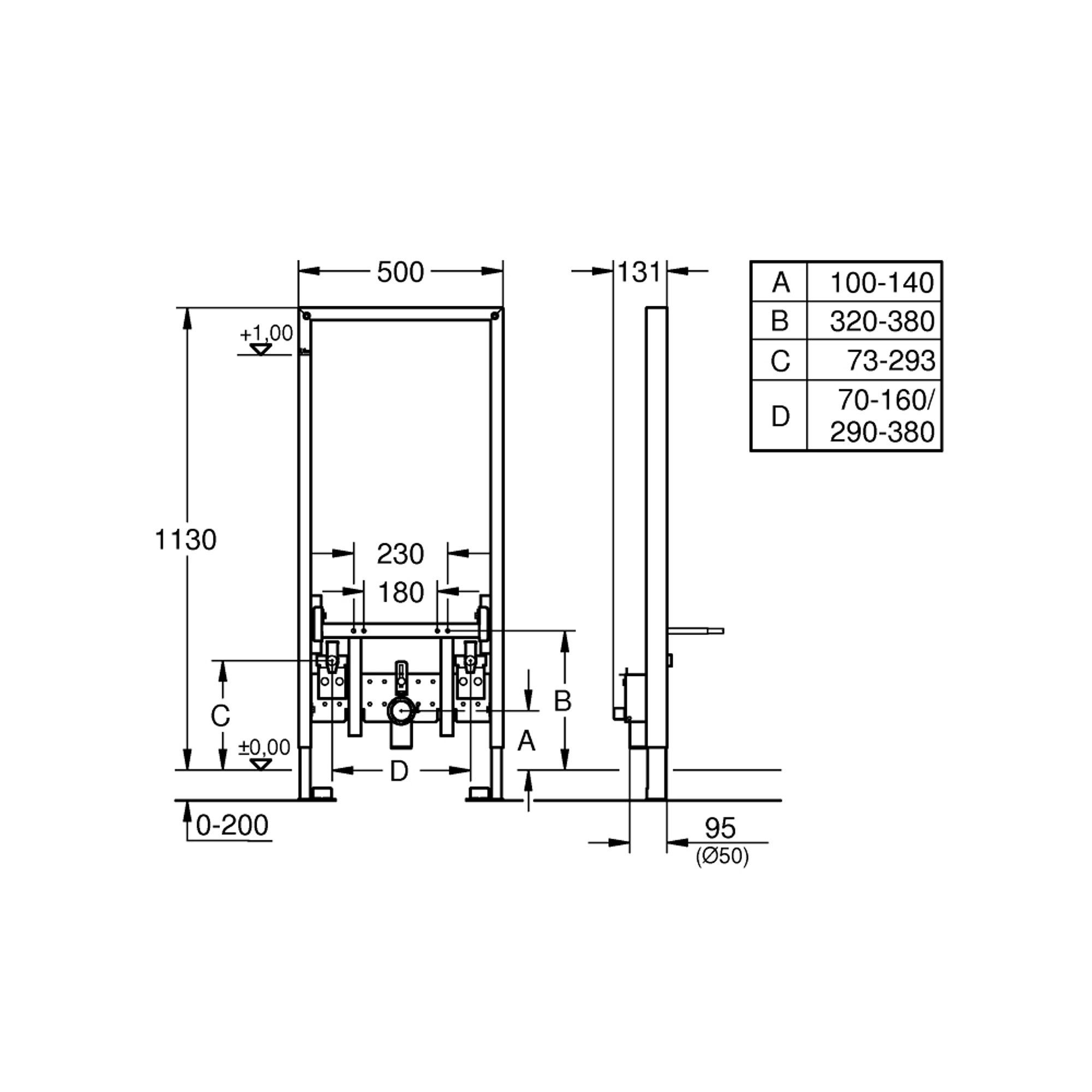 Grohe Rapid SL Bide Montaj Elemanı 113 cm 38553001