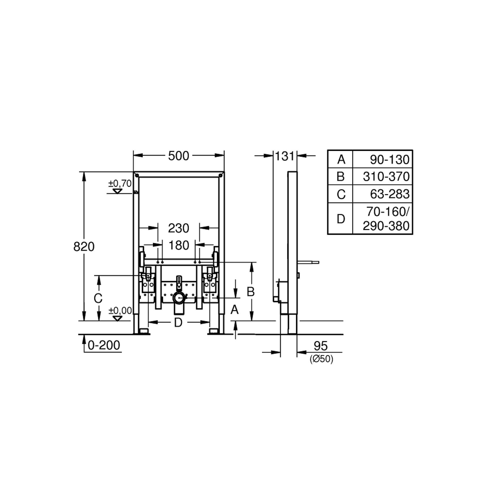 Grohe Rapid SL Bide Montaj Elemanı 82 cm 38543000