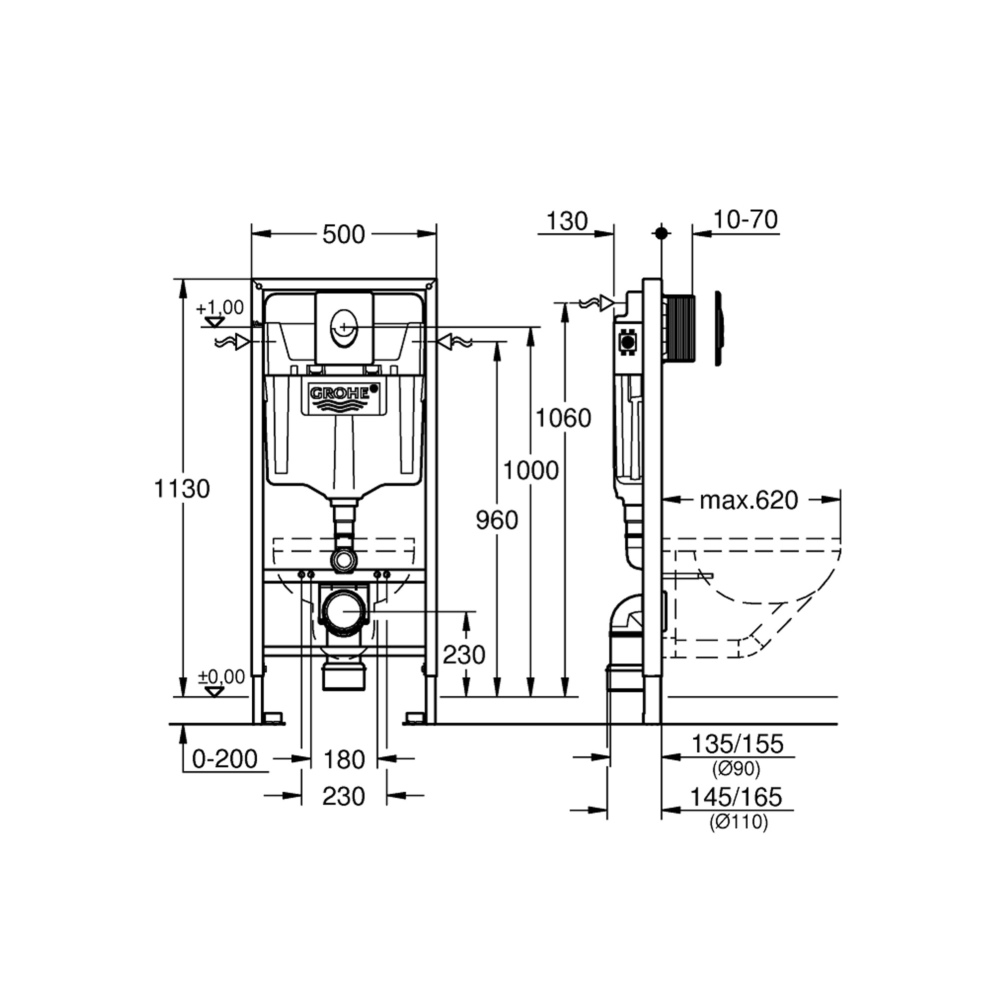 Grohe Rapid SL Gömme Rezervuar Seti 113 cm Kumanda Panelli 38763001